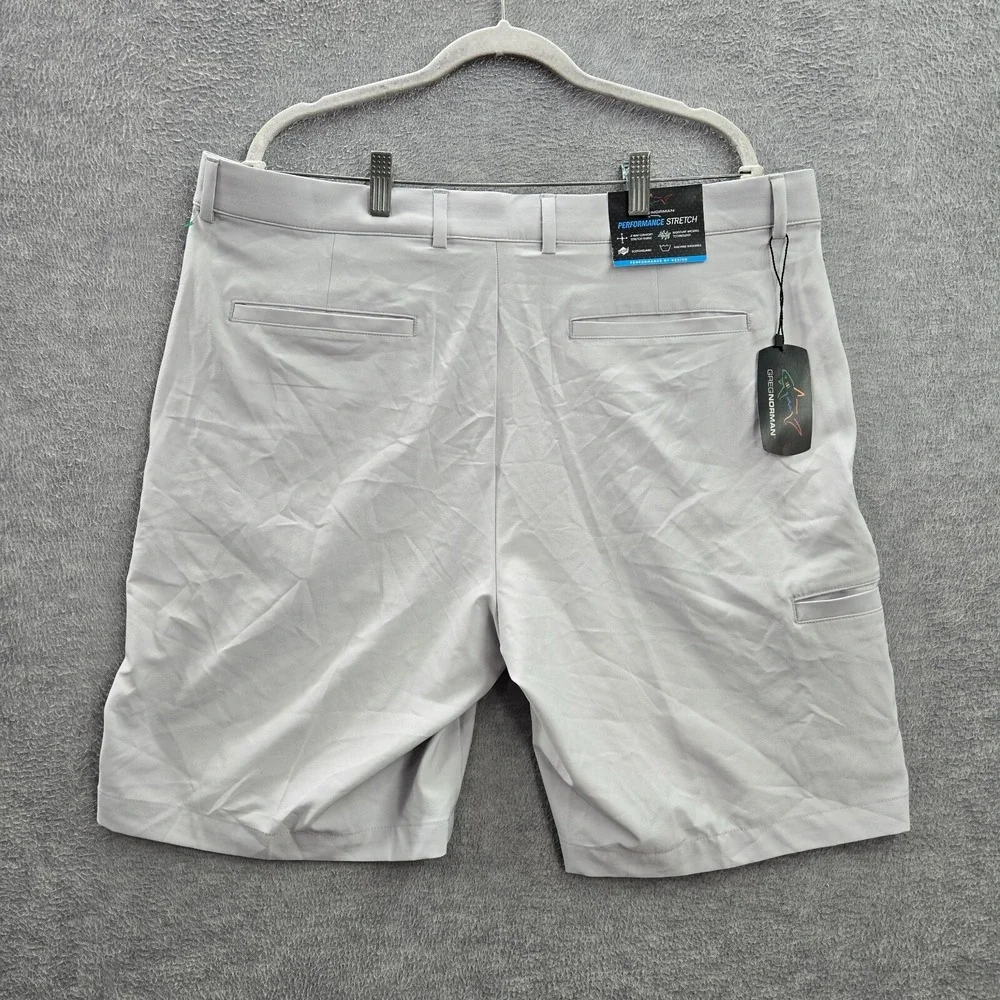 Greg Norman Men Shorts 38 Light‎ Gray Cargo Pocket High Rise 9 in Inseam NWT